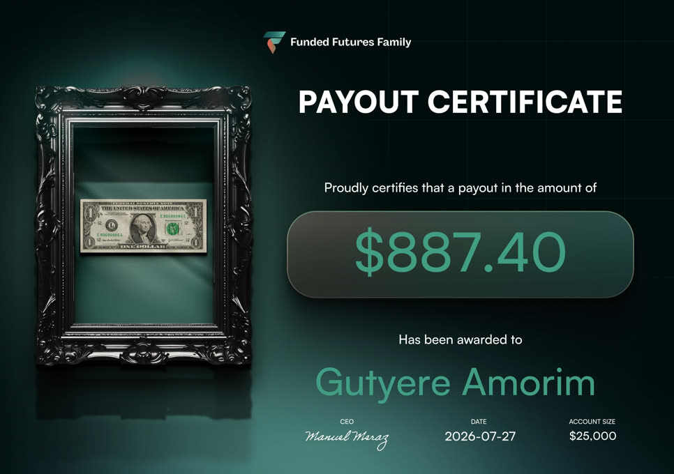 Primeiro saque: US$ 887,40 — conta de US$ 25.000